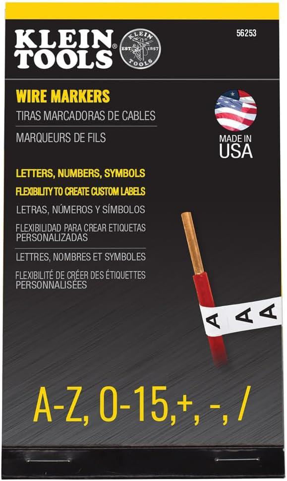 Klein Tools 56253 Wire Marker Book, Black Letters, Numbers, and Symbols