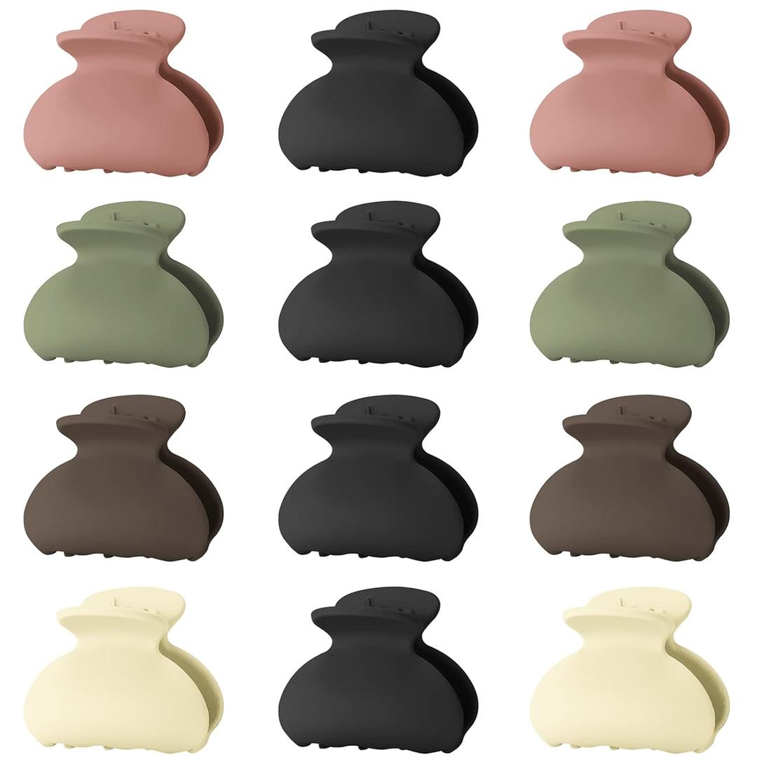 12 Pack Small Hair Claw Clips for Women Thin Fine Short Hair, 1.5 Inch Lolalet Cute Medium Size Jaw Clips Acrylic No Slip Hair Clamps Mini for Girls Kids -Style B