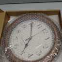 Wooden Wall Clock with Retro Design, 11 Inches Round Wall Clocks Battery Operated Silent Non-Ticking, Big Arabic Numerals, for Kitchen Living Room Classroom Gym and Pool, Brown