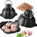 Garlic Roaster, Pre-Seasoned Cast Iron Smoker Garlic Roaster, Versatile Heavy Duty Garlic Roasting Pot, Outdoor Smokers Baker with Lid, A Must-have Garlic Cooker for Oven for Picnic, Camping, BBQ