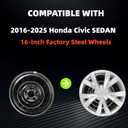 16 inch Hubcaps Fit for 2016-2025 Honda Civic Sedan Factory Steel Wheels Covers; Set of 4 Pcs (Silver)