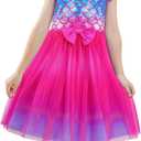 LQSZ Toddler Girls Tutu Dresses Flutter Sleeve Fluffy Party Tulle Dress for Girls 3-12 Years (Pink)