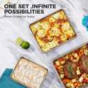 HONGBAKE Deep Baking Pans Set for Oven, Nonstick Rectangle Sheet Cake Pans for Baking, 13/11/9 Inch Rectangular Oven Tray for Cooking Brownie Lasagna, Stackable Multi-Depth Bakeware, Golden