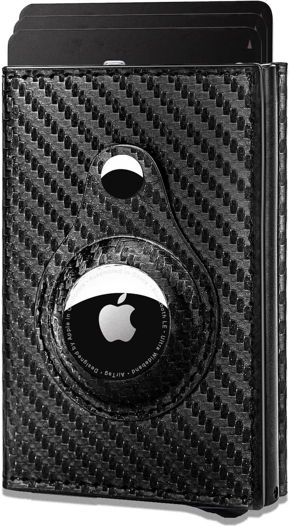 Mens Smart Airtag Wallet(NO Airtag) with Pop Up Button, Rfid Blocking Carbon Firber 20