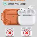 MOBOSI for AirPods Pro 3 Case with Lock, Compatible with AirPod 3rd Gen Cover [Fit for MagSafe], Military Grade Hard Shell for iPods Pro3 with Cleaner Kit & Keychain for Men(2025), Orange