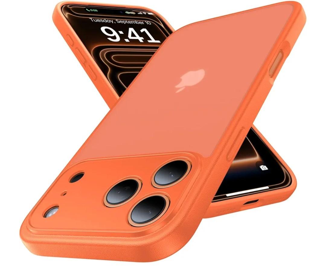 for iPhone 17 Pro Max Case, [Ribbed Non-Slip Sides] [Military-Grade Drop Protection] [Full Camera Protection] Anti-Yellow Soft-Touch Shockproof Slim Phone Case for iPhone 17 Pro Max, Orange
