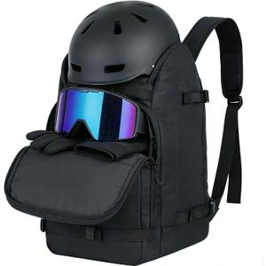 Ski Boot Bag Backpack, Waterproof Ski Boot Travel Backpack for Helmet,Snowboard,Skis,clothes,Goggles, Gloves and other Accessories (black)