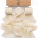 Vitalizart Light Nude Handmade Chiffon Silk Ribbon Fringe 3 Rolls 1.5" x 21 Yd Beige Frayed Edges Ribbons for Wedding Invitations Bridal Bouquets Gifts Wrapping Crafts Holiday Decor