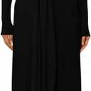 DAAWENXI Women's Sexy Deep V Neck Maxi Dress Long Sleeve Tie Wedding Guest Cocktail Evening Dresses Black Medium