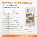 VONEEDL Upholstery Repair Kit: Waxed Sewing Thread (3 Rolls - Black Color) & Heavy Duty Needles (11 PCS) for Leather, Canvas & Quilting Thread