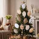 Jenaai 12 Pcs 8 Inch Large Easter Tree Decorations Retro Easter Egg Picks Plastic Nature Beige White Egg Ornaments for Tree Topper Home School Office Spring Holiday Party Vase Vintage Decor