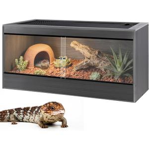 68 Gallon Reptile Enclosure, 48x18x18 Reptile Tank Terrarium, 48" Wide Large Lightweight Wood & Plastic Eco Composite Reptile Habitat Lounge for Ball Python Bearded Dragon Gecko Turtle Snake