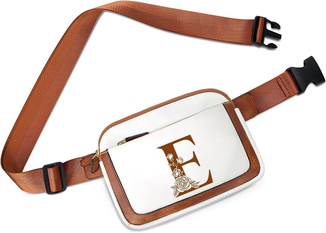 Valentines day Birthday Gifts for Women, Initial Fanny Pack Belt Bag Small Crossbody Bags, Personalized Gift for Mom Her Grandma,E