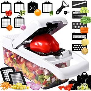 25-in-1 Vegetable Chopper with 13 Blades - Mandoline Slicer -Food Chopper w/Container - Cheese Grater - Veggie Salad Onion Chopper - Kitchen Gadget - Home Essentials - Kitchen Accessories