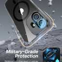 VOFATA [Upgraded] for iPhone 16 Case with Camera Cover Stand [Fit for MagSafe][9H Camera Lens Protector] Mil-Grade Protection Transparent Magnetic iPhone 16 Phone Case, Clear Black