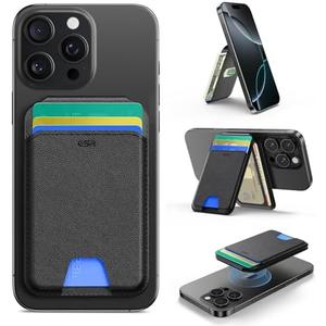 ESR Upgraded for MagSafe Wallet, 5 Card Holder, RFID Blocking, Magnetic Wallet for iPhone with Adjustable Stand, Slim for iPhone 16/15/14/13/12 Series, Not for 13/12 Mini, Vegan Leather, Black