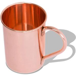 Handcrafted 1 Pcs Moscow Mule Copper Mug 17oz 100% Pure Cylindrical Shape Smooth Finish Copper Cup Drinking Glasses Solid Drinkware Gift Accessories for House Parties, Drinks & Cocktails
