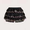 ZAFUL Women's Y2k Summer Shorts Mesh Lace Layered Ruffle Trim Skirts Cute Bow Waist Mini Skorts (L)