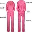 LeeHanTon Womens 2 Piece Outfits Velour Tracksuits Long Sleeve Sports Sweatsuits Jogging Velvet Lounge Set (Pink, XXL)