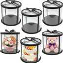 6 Pack Clear Cake Box with Ribbon, Round Transparent Tierd Cake Carrier, 10x10x9 inches Black Bakery Gift Boxess for Pastries with Lid and Black Board, Display Wedding Gift Packaging