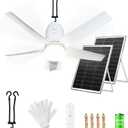 SHUNLEE Solar Outdoor Ceiling Fan Light 31.5'', 60W Solar Powered Portable Gazebo Fan With Remote and Hook, 3000K-6000K LED, 40000mAh Large Hanging Canopy Fan (31.5 inch)