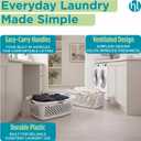 2 x Home Logic 1.5 Bushel Plastic Laundry Basket Front Load, Large Laundry Hamper with Handles, Ventilated Clothes Organizer for Bedroom Bathroom Closet, 2 Pack, White