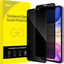 JETech Privacy Full Coverage Screen Protector for iPhone 11/XR 6.1-Inch, Anti-Spy Tempered Glass Film, Edge to Edge Protection Case-Friendly, 2-Pack
