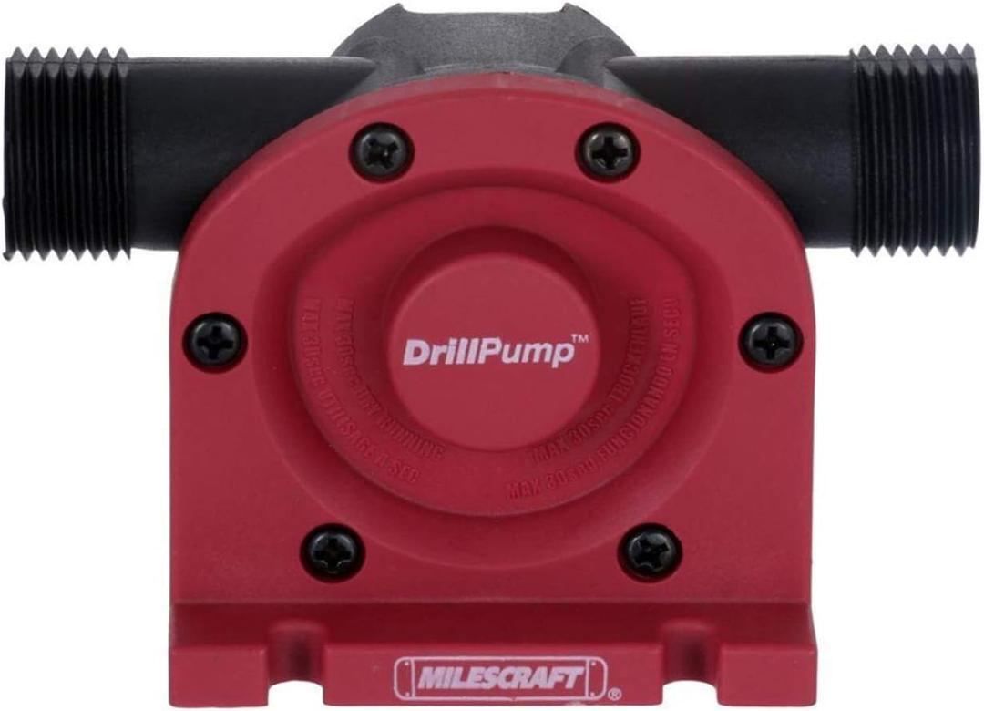 Milescraft 1314 DrillPump750 - Self Priming Water Pump Attachment for Drills - Water Transfer Pump - Uses Common Garden Hose - 750 Gallons per Hour