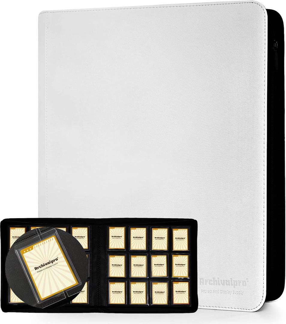 Toploader Binder 12 Pocket - Top Loader Card Storage Album Holds 384 Toploaders, Premium Protection for Valuable Trading Cards White