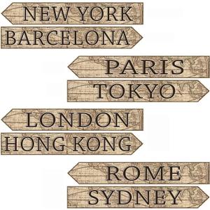 Beistle Around The World Street Sign Cutouts Pack of 2, 3.75" x 23.75"