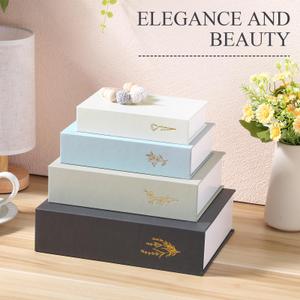 Sabary Set of 4 Decorative Books Boxes Faux Books Stacked for Modern Home Coffee Tables Bookshelves DIY Crafts Decor