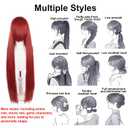 XiongXiongLe 40 inch Deep Purple Long Universal Anime Cosplay Wig Women Costume High Resistant Hairs Wigs with Bangs for Adult Cos Party Halloween Themed TV Film Anime Game Character