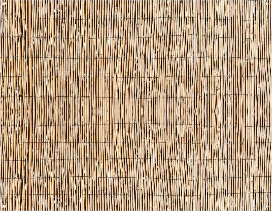 Barydat Hawaiian Beach Reed Backdrop Aloha Luau Party Tiki Bar Decorations Polyester Fabric Photography Backdrop for Photoshoot (10 x 8ft)