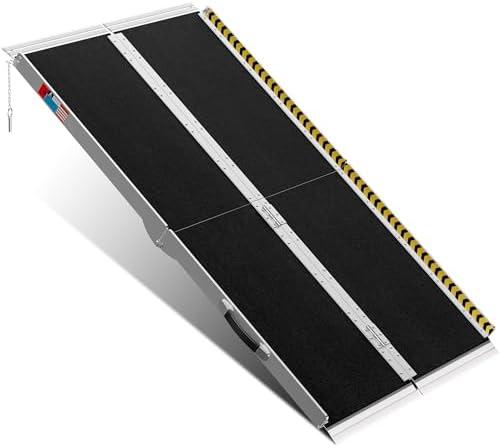 WHALEMOTOR Portable Wheelchair Ramp 5FT, Anti-Slip Aluminum Folding Portable Ramp, Wheelchair Ramps for Home, Weight Capacity Up to 600 LBS, with Transition Plates Above and Below