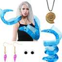 Landical 4 Set Halloween EEL Scarf Costumes Accessories Undersea Witch Cosplay Seashell Necklace Earrings For Halloween Costumes Accessories