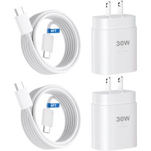 Phone 17 16 15 Charger Fast Charging,30W USB C Phone 17 16 15 Pro Max Charger Block & 8FT Long Type C Cable Cord for i.Phone 17/Air/17 Pro/17 Pro Max/16/16 Pro/16 Pro Max/15/15 Pro Max,White