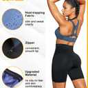 SCARBORO Sauna Sweat Shorts for Women Waist Trainer Leggings Workout Suit Compression Body Shaper Band (3X-Large, Black Blue-inner Zipper)