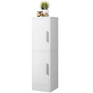 IBUYKE Small Bathroom Storage Cabinet, Narrow Beside Toilet Cabinet with 2 Doors & Adjustable Shelf, Small Bathroom Organizer, Space-Saving Storage Solution for Toilet, Laundry Room UWBS002W