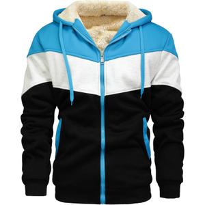 Men's Winter Fleece Thermal Jackets for Men Sherpa Lined Hoodies Warm Thick Jacket Outerwear (XL)