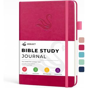 Bible Study Journal for Women  Guided Christian Notebook with Bible Reading Tracker, Prayer Prompts, Church Notes & Bible Study Supplies, Bible Journaling Kit, Beautiful Faith Gift for Her (Fuchsia)