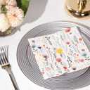 3 x Premium Designer Paper Napkins, 3-Ply 6.5 x 6.5-inches Fold Disposable Decorative Lunch Dinner Napkin (01-1.Fresh Bouquet Floral 20-Count, 6.5"x6.5",Luncheon Size)