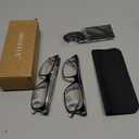 Missfive 2-Pack Men's Light Multifocus Progressive Reading Glasses Blue Light Blocking, Multifocal Spring Hinge No-Line Trifocal Readers Black Eyeglasses(Workspace For Near Range, +1.5)