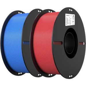 Creality PLA Filament 1.75mm PLA 3D Printer Filament, 2kg Cardboard Spool (4.4lbs), Dimensional Accuracy +/- 0.02mm, Fit Most FDM Printer (Red & Blue 2-Pack)