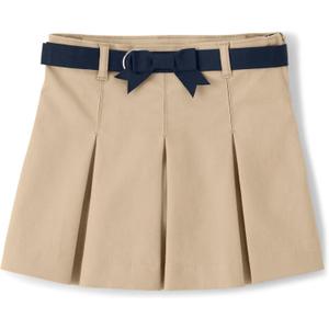 Gymboree Girls' and Toddler Twill Pleated Belted Skort (6, Tan)
