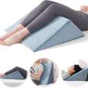 Fanwer Knee Wedge Pillow Pure Memory Foam, 8" Triangle Pillow for Knee Support or Post Surgery, Leg Pillow Bed Wedge for Back Sleeping Hip Support Sciatica Hip Back Pain Relief