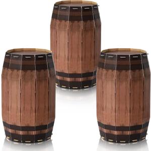 3 Pcs Western Cowboy Party Whiskey Barrel Decor, Cardboard Wine Barrel Large Cardboard West Whiskey Barrels Decoration for Cowboy Western Pirate Photoshoot Booth Props Farmhouse(15.75 x 9.84 Inches)