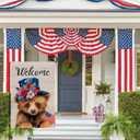 2 x Welcome 4th of July Bear Patriotic Garden Flag, America USA Stars Dark Blue Yard Lawn Outside Decor, Memorial Day Independence Day Outdoor Home Decoration Double Sided 12 x 18 inch
