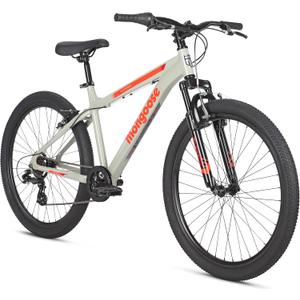 Mongoose Flatrock 21-Speed Hardtail Mountain Bike, 24 to 29-Inch Wheels, for Men Women Boys and Girls, Front Suspension, 14.5 to 18-Inch Aluminum Frame Options (Grey)