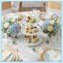 CHENGU 3 Tier Cupcake Stand Blue Ceramic with Gold Frame, 10" 9" 7" Dessert Tower for Baby Shower Birthday Wedding Tea Party, Tiered Cake Holder Display for Cupcakes Pastries Fruits