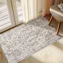 Entryway Rug - 2'x3' Boho Soft Low Pile Washable Area Rug, Non-Slip Small Rugs Indoor for Front Door Entrance Kitchen Bathroom, Vintage Carpet Stain Resistance (Black, 2x3ft)